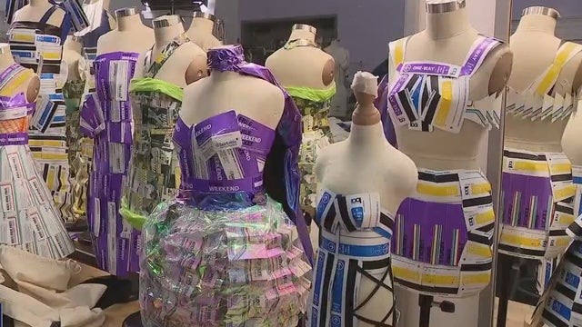 BART's old paper tickets transformed into fashionable dress designs
