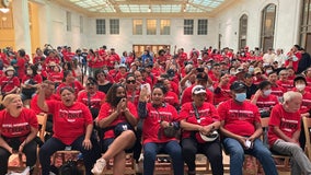 Hotel workers flood San Francisco City Hall amid strike