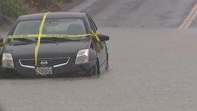 Driver escapes rising Santa Rosa flood water