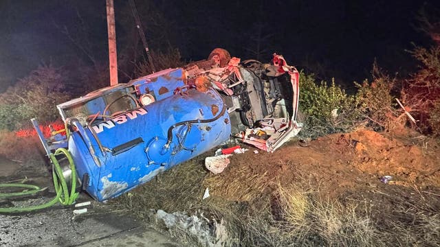 Septic tanker truck overturns near Calistoga, hazmat team responds