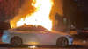 Video: Car fully engulfed in flames in Oakland sideshow