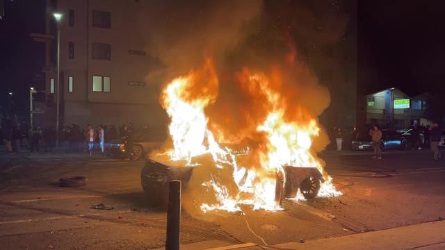 New Year's Eve sideshows in Oakland, Vallejo erupt in fireworks, fiery cars