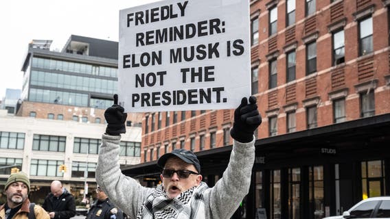 Bay Area protesters take aim at Musk, Trump