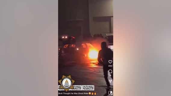 California juveniles arrested after joyriding in burning vehicle, video shows
