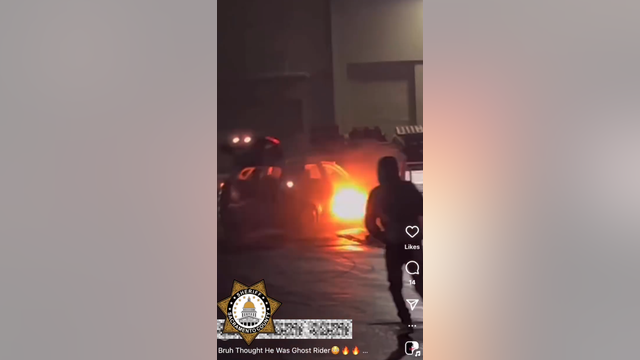 California juveniles arrested after joyriding in burning vehicle, video shows