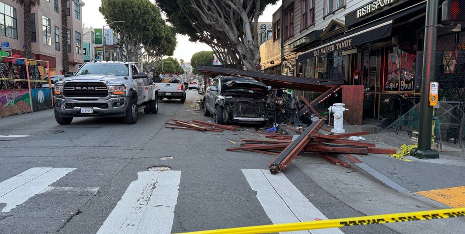 2 arrested after SUV driver evading police crashes into parklet, hospitalizing 6