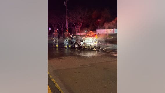 San Jose sideshow: car 'fully engulfed' in flames, police say
