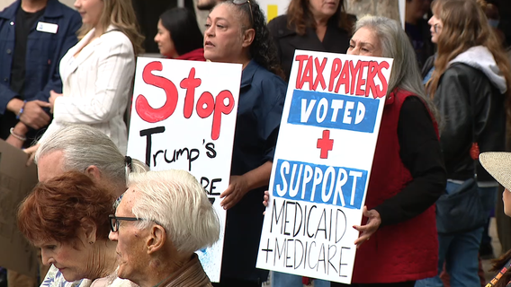 Hundreds rally in South Bay against Trump's cuts to Medicaid