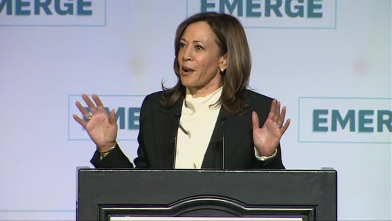 Kamala Harris in San Francisco, makes 1st major speech since losing election