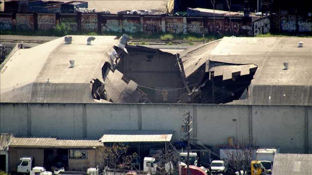 Roof of recycling center partially collapses in San Jose