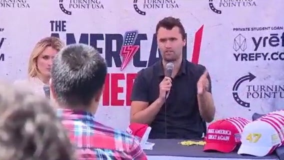 Conservative commentator Charlie Kirk speaks at San Francisco State University