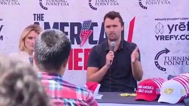 Conservative commentator Charlie Kirk speaks at San Francisco State University