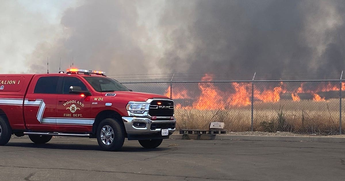 Farm equipment sparks 100-acre grass fire in Woodland | KTVU FOX 2