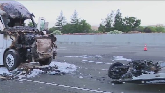 Deadly motorcycle crash, big rig fire on I-580 in Livermore