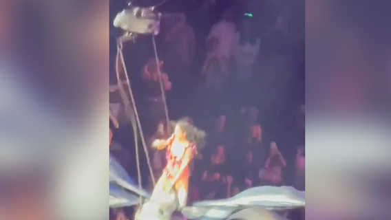 Katy Perry nearly tumbles into audience due to prop malfunction at Chase Center