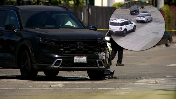 Video shows motorcyclists running red light, slamming into SUV in Oakland