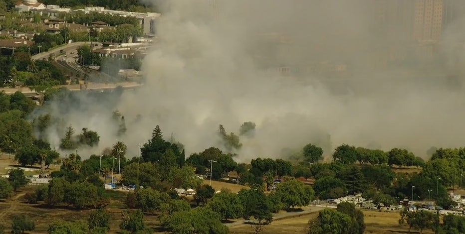 Fire ignites near San Jose homeless encampment
