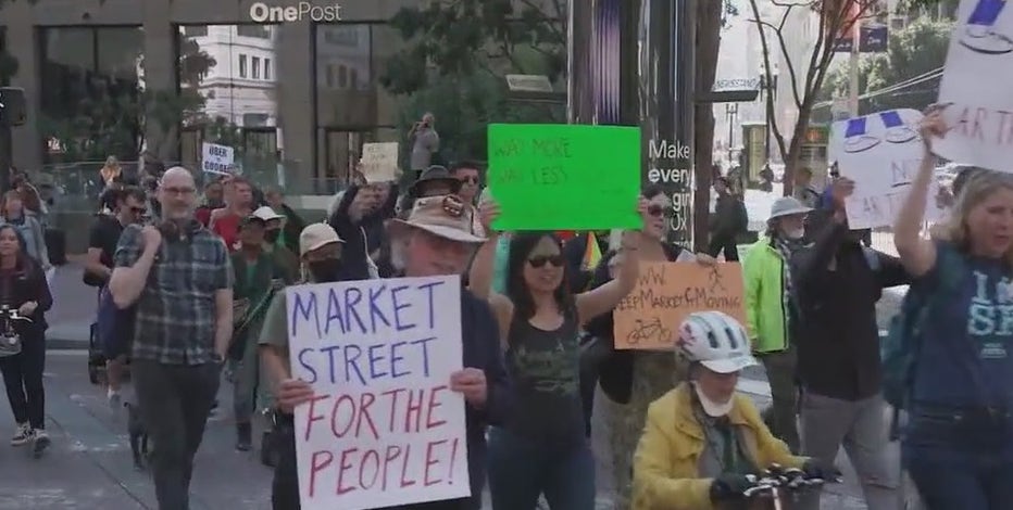 Protesters call for Mayor Lurie to keep Market Street car-free as rideshares return