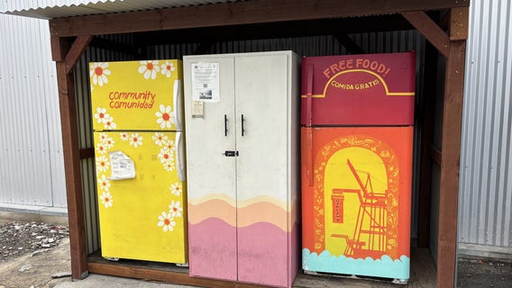 Outdoor fridges are being stocked in underserved East Bay communities, as part of growing grassroots effort