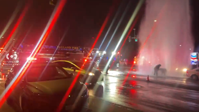 Oakland CHP pursuit of vehicle with no plates ends in crash, injuries and sheared hydrant