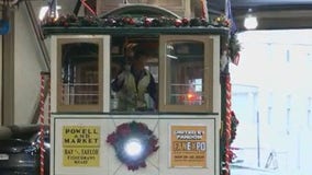 San Francisco's iconic cable cars decorated for holiday season
