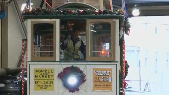 San Francisco's iconic cable cars decorated for holiday season