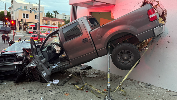 Wild car crash leaves pickup lodged in Marina inn, 2 injured