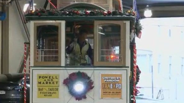San Francisco's iconic cable cars decorated for holiday season