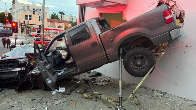 Wild car crash leaves pickup lodged in Marina inn, 2 injured