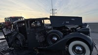 Crash on Dumbarton Bridge leaves classic Packard torched