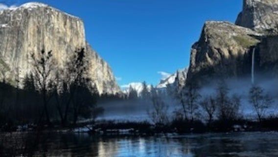 Yosemite National Park offering spectacular winter waterfalls