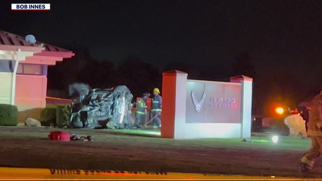 2 killed in car crash, fire at Travis Air Force Base entrance following police pursuit