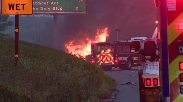 Tesla engulfed in flames shuts down part of I-280 in Daly City