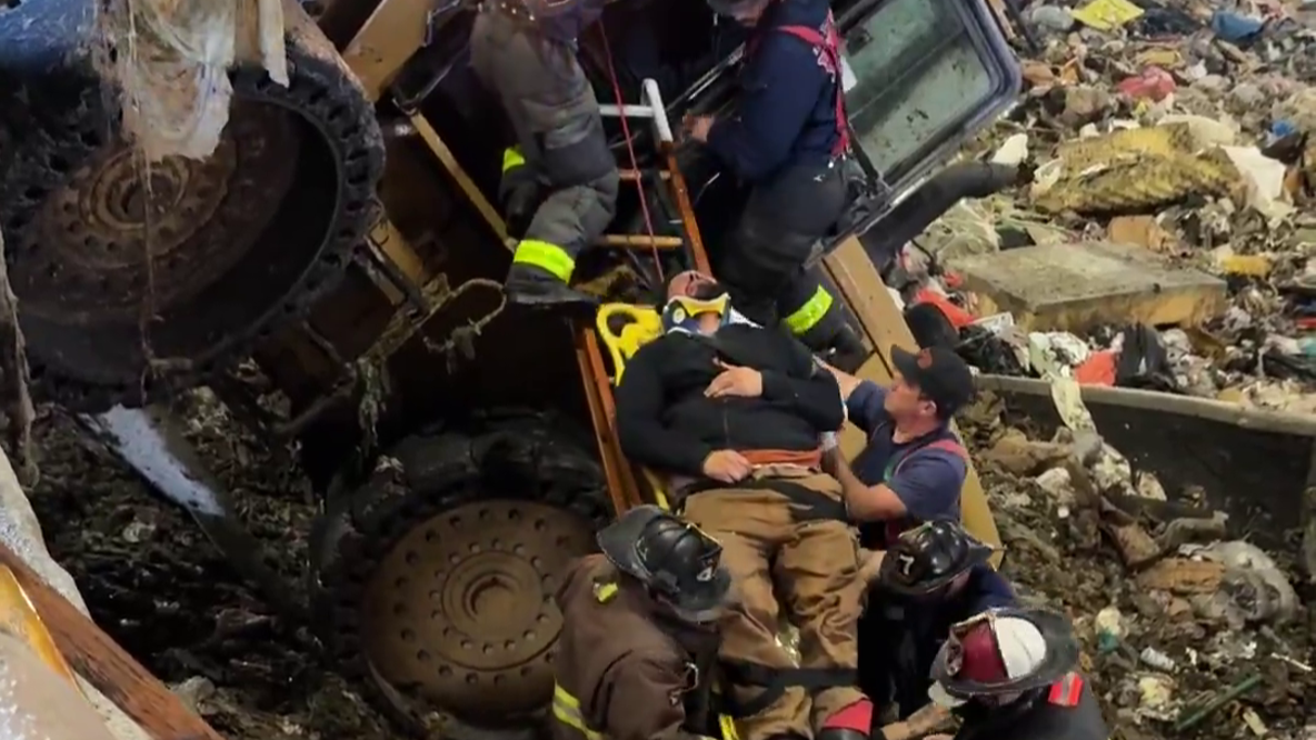 Recology worker injured after truck falls into recycling pit