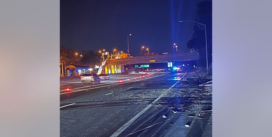 Car crashes, catches fire in San Jose, connector ramp closed