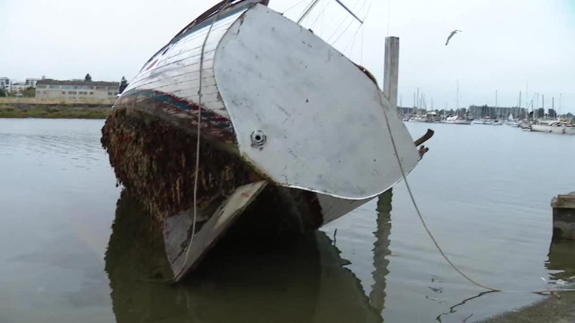Boats illegally docked at Jack London Aquatic Center now sinking into estuary