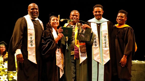 In a joyful ceremony, Oakland teen, school valedictorian, challenges his class to find their ‘why’