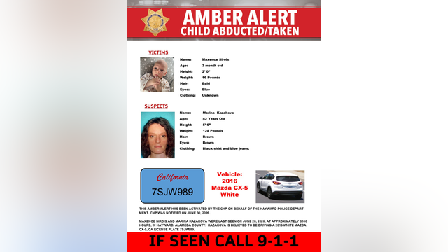 Hayward police issue Amber Alert for 3-month-old