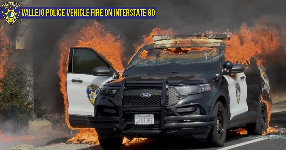 Vallejo police vehicle goes up in flames following electrical failure
