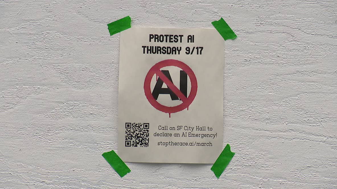 'Stop the AI Race' rally outside Dreamforce in San Francisco
