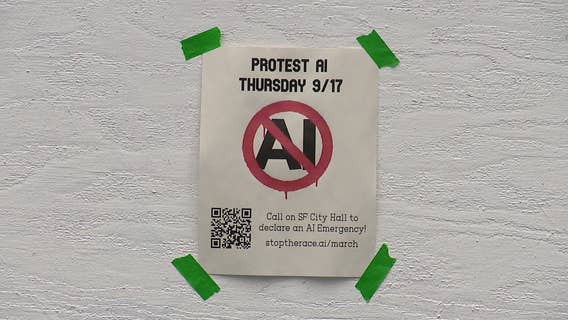 'Stop the AI Race' rally outside Dreamforce in San Francisco