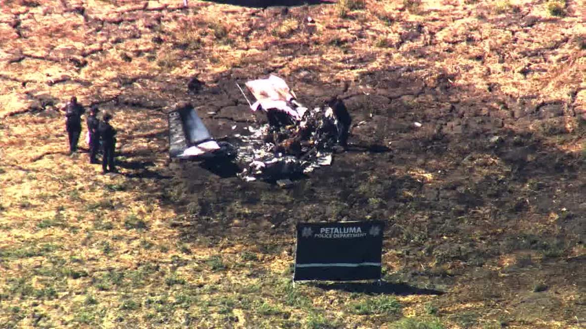 Petaluma plane crash kills 2, aerial views show severe wreckage