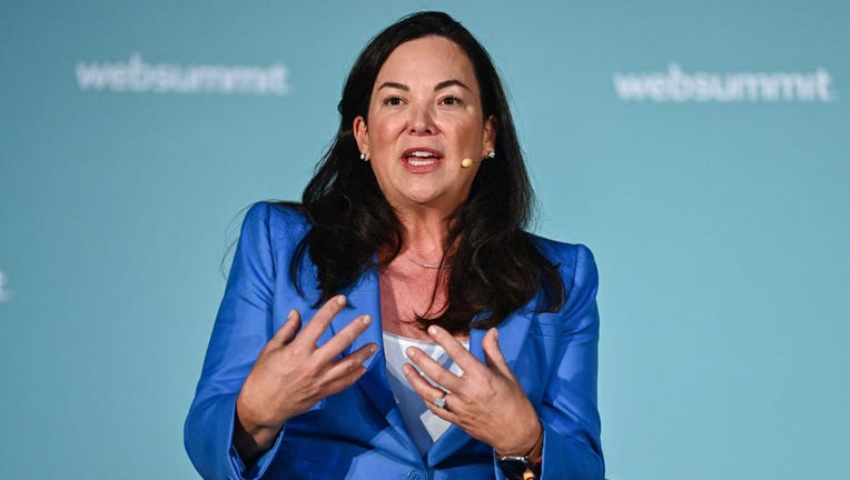 FILE - Jennifer Tejada, CEO of PagerDuty, on Corporate Innovation Summit stage during day two of Web Summit 2022 at the Altice Arena on Nov. 3, 2022, in Lisbon, Portugal. (Photo By Eóin Noonan/Sportsfile for Web Summit via Getty Images)