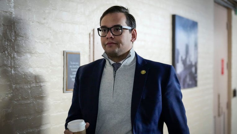FILE - Rep. George Santos (R-NY) walks to a closed-door GOP caucus meeting at the U.S. Capitol Jan. 10, 2023 in Washington, D.C. (Photo by Drew Angerer/Getty Images)
