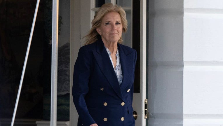 US First Lady Jill Biden walks to board Marine One before departing for Walter Reed hospital on the South Lawn of the White House in Washington, DC, on Jan. 11, 2023. (Photo by ANDREW CABALLERO-REYNOLDS/AFP via Getty Images)