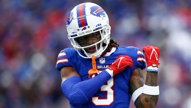 FILE - Damar Hamlin #3 of the Buffalo Bills celebrates after a tackle during the first quarter against the Minnesota Vikings at Highmark Stadium on Nov. 13, 2022, in Orchard Park, New York. (Photo by Isaiah Vazquez/Getty Images)
