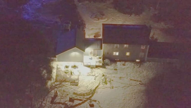 The scene outside of the Duxbury, Massachusetts, home on Jan. 24, 2023. (Credit: WFXT)