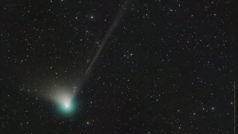 Comet C/2022 E3 (ZTF) was discovered by astronomers using the wide-field survey camera at the Zwicky Transient Facility in March 2022. (Credit: NASA/Dan Bartlett)
