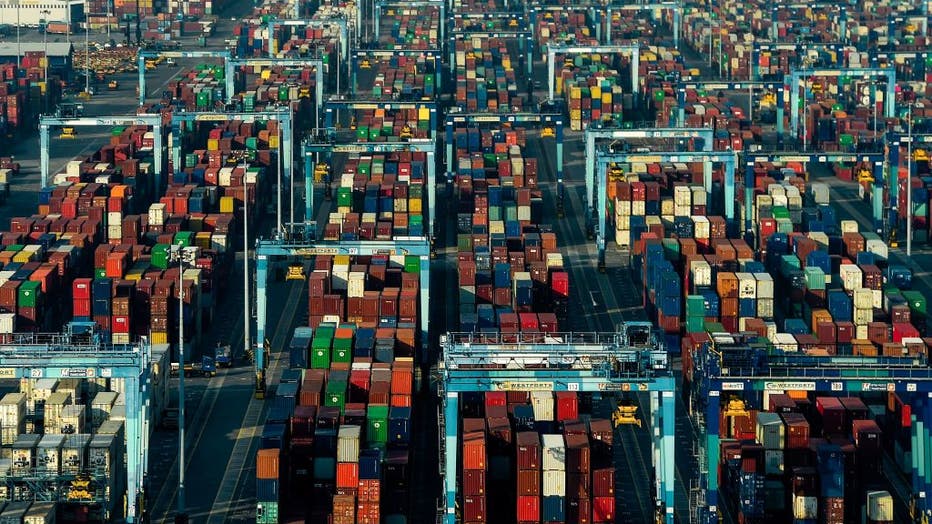 FILE IMAGE - This general view shows shipping containers at Westports in Port Klang on May 28, 2019. (Photo by MOHD RASFAN/AFP via Getty Images)