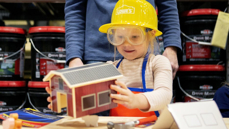 The Lowe’s in-store kids’ birthday parties include project options like wooden castles and race cars. (Credit: Lowe's) 